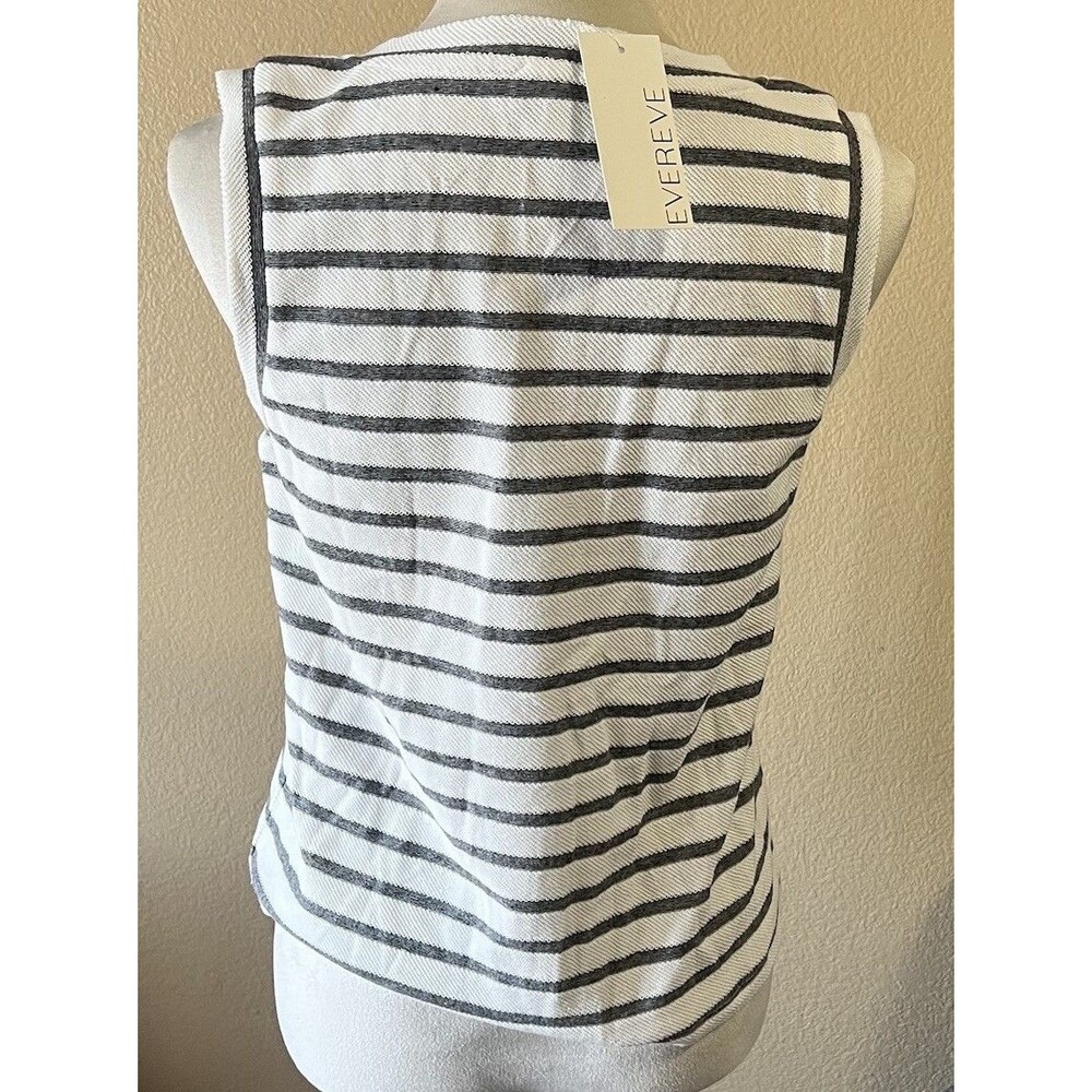 Evereve Dani Stripe Vest Top Wht/Grey Striped Sz M NWT *flaw* - Picture 3 of 8